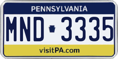 PA license plate MND3335