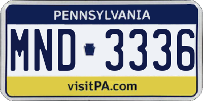 PA license plate MND3336