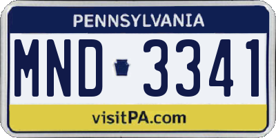 PA license plate MND3341