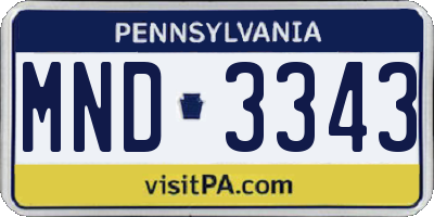 PA license plate MND3343
