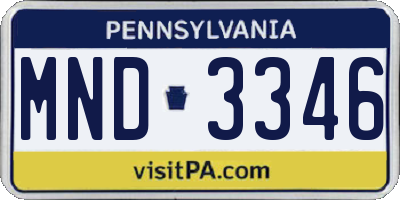 PA license plate MND3346