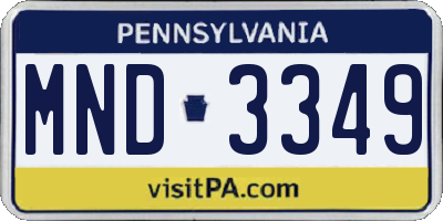 PA license plate MND3349