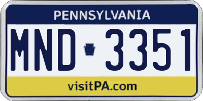 PA license plate MND3351