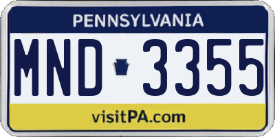 PA license plate MND3355