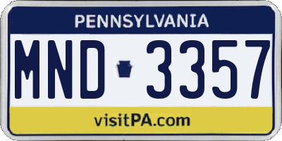 PA license plate MND3357