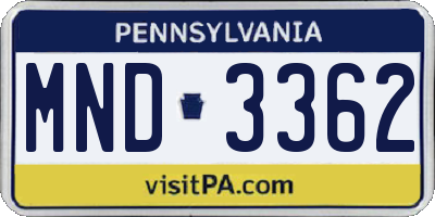 PA license plate MND3362