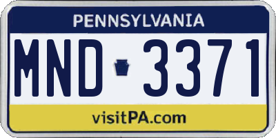 PA license plate MND3371