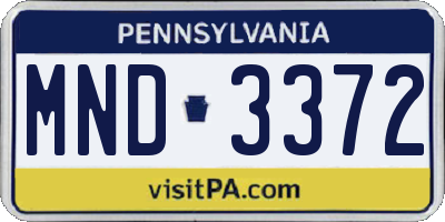 PA license plate MND3372