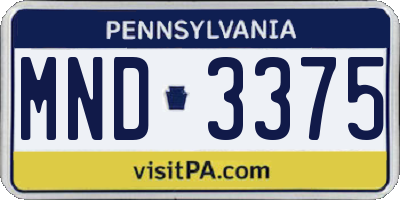 PA license plate MND3375