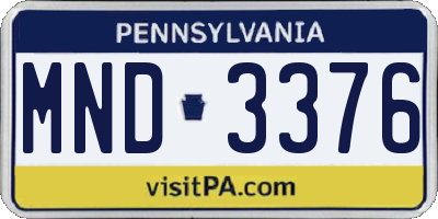 PA license plate MND3376