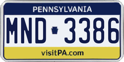 PA license plate MND3386