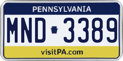 PA license plate MND3389