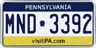 PA license plate MND3392