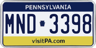 PA license plate MND3398