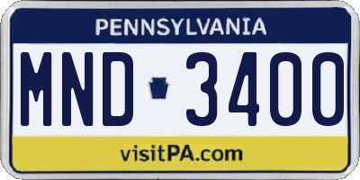 PA license plate MND3400