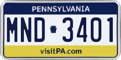 PA license plate MND3401
