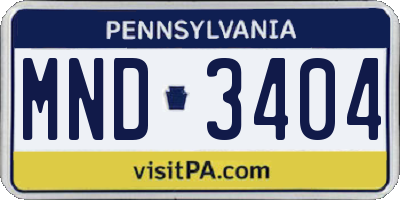 PA license plate MND3404