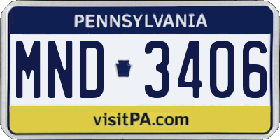 PA license plate MND3406