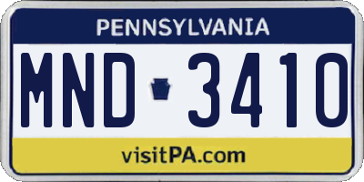 PA license plate MND3410