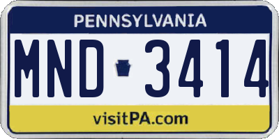 PA license plate MND3414