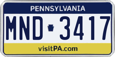 PA license plate MND3417