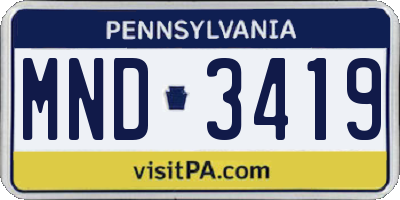 PA license plate MND3419