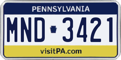 PA license plate MND3421