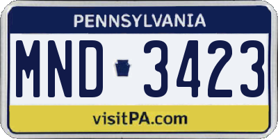 PA license plate MND3423