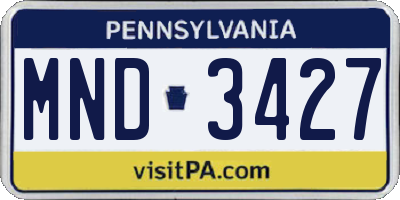 PA license plate MND3427
