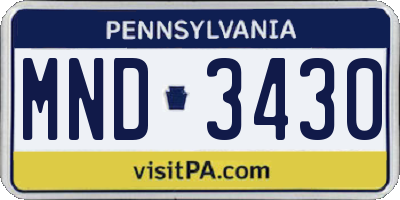 PA license plate MND3430