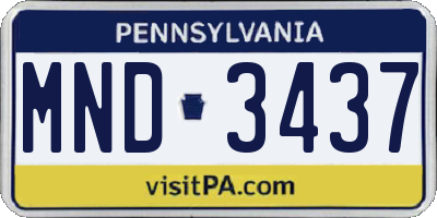 PA license plate MND3437