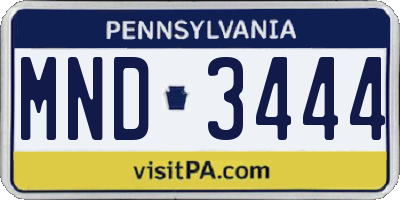 PA license plate MND3444