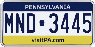 PA license plate MND3445