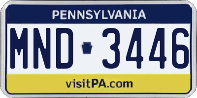 PA license plate MND3446