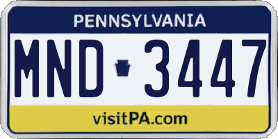 PA license plate MND3447