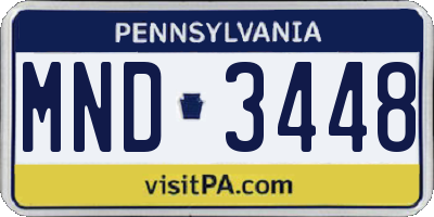 PA license plate MND3448