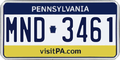 PA license plate MND3461