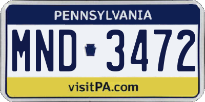 PA license plate MND3472