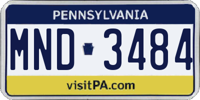 PA license plate MND3484