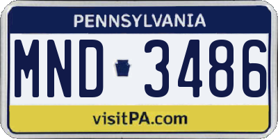 PA license plate MND3486