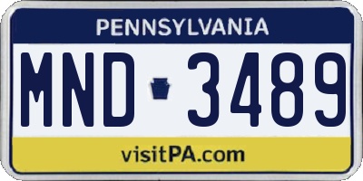 PA license plate MND3489