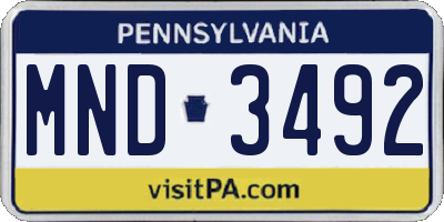 PA license plate MND3492