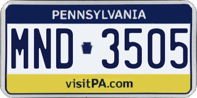 PA license plate MND3505