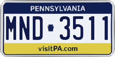 PA license plate MND3511