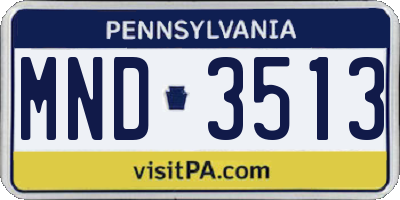 PA license plate MND3513