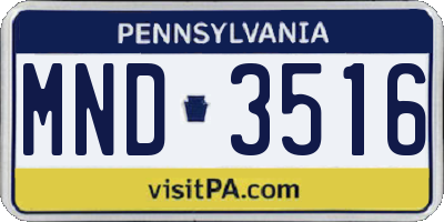 PA license plate MND3516
