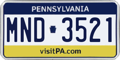PA license plate MND3521
