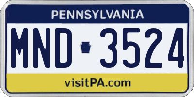 PA license plate MND3524