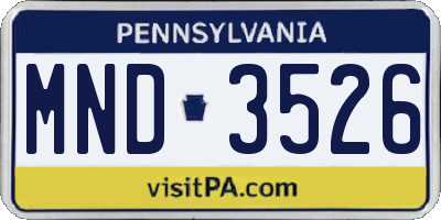 PA license plate MND3526