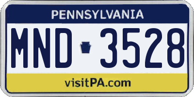 PA license plate MND3528